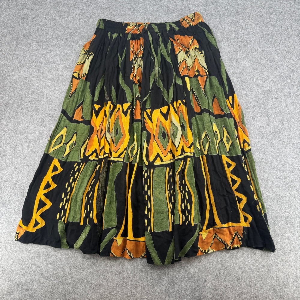 Belma New York Vintage Rayon Midi Skirt Abstract Geometric Floral Print OS 348